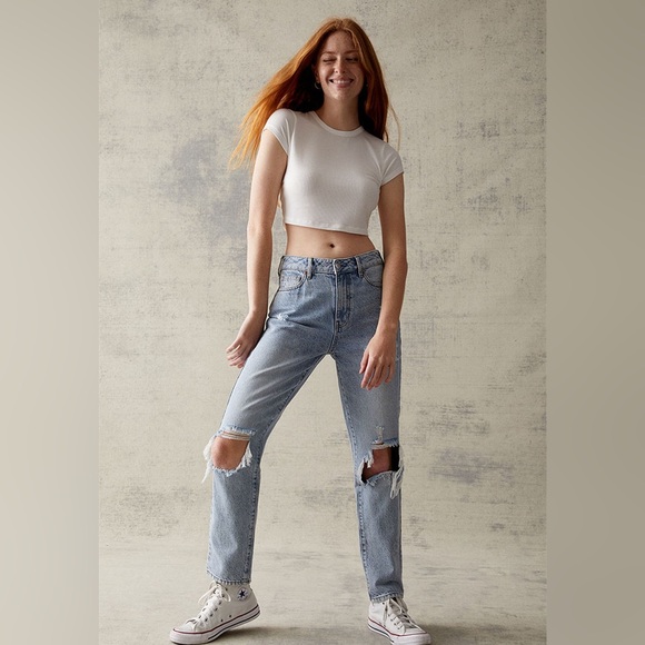 PacSun Denim - Pacsun Eco Light Blue Distressed Mom Jeans Size 23